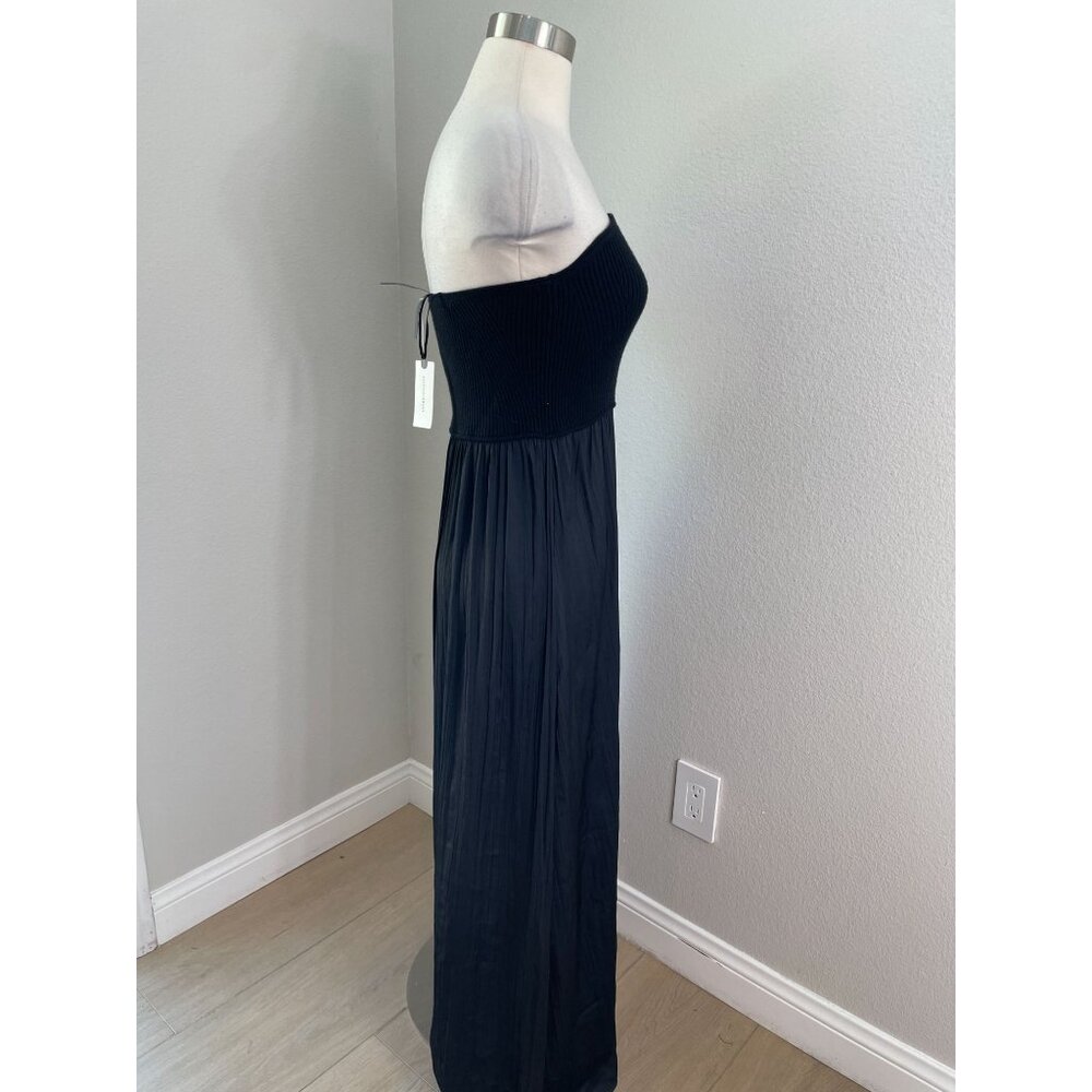 NEW Anthropologie Womens Medium Black Strapless Maxi Dress Ribbed Knit Bodice - Picture 10 of 12